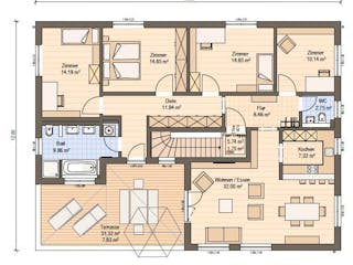 Fertighaus Haas Mehrfamilienhaus mit 5 Wohneinheiten und Flachdach von Haas Fertigbau - Mehrfamilienhäuser, Grundriss 3
