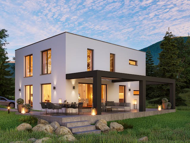 Fertighaus FREA von Haas Fertigbau Ausbauhaus ab 264332€, Cubushaus Außenansicht 1