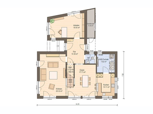 Fertighaus Haas MH Bad Vilbel J 142 von Haas Fertigbau Ausbauhaus ab 264000€, Satteldach-Klassiker Grundriss 1