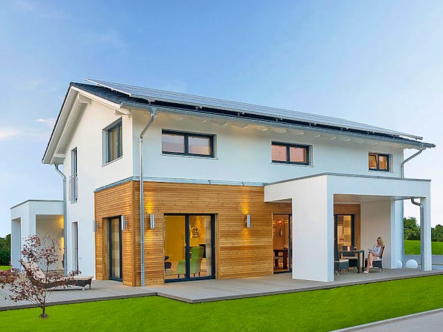 Fertighaus Haas MH Mannheim J 159 von Haas Fertigbau Ausbauhaus ab 284000€, Satteldach-Klassiker Außenansicht 1