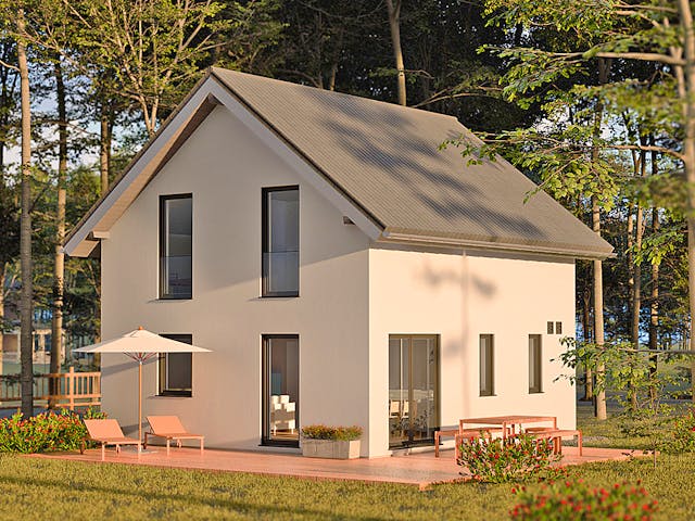Fertighaus Haas Kozy 93 von Haas Fertigbau Schlüsselfertig ab 299000€, Satteldach-Klassiker Außenansicht 1 Fertighaus Haas Kozy 93 von Haas Fertigbau Schlüsselfertig ab 299000€, Satteldach-Klassiker Außenansicht 1