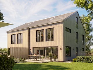 Fertighaus LEVA von Haas Fertigbau Ausbauhaus ab 298245€, Satteldach-Klassiker Außenansicht 1