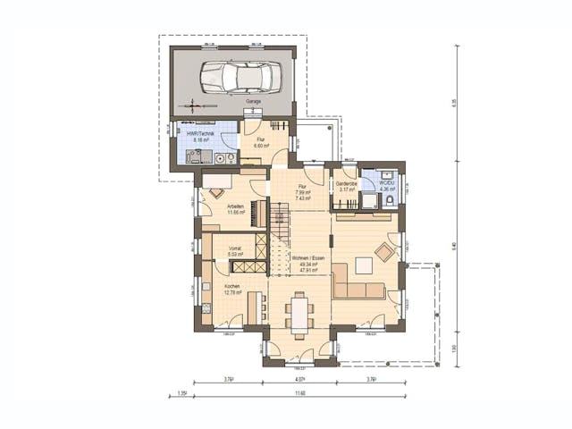 Fertighaus Haas MH Poing 187 von Haas Fertigbau Ausbauhaus ab 395000€, Stadtvilla Grundriss 1