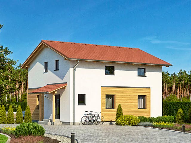 Fertighaus Haas O 130 B von Haas Fertigbau Ausbauhaus ab 197000€, Satteldach-Klassiker Außenansicht 1