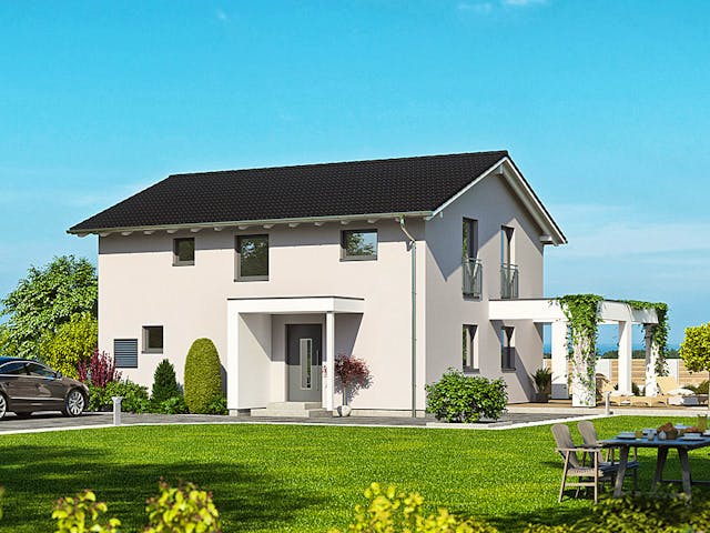 Fertighaus Haas S 155 B von Haas Fertigbau Ausbauhaus ab 235000€, Satteldach-Klassiker Außenansicht 1 Fertighaus Haas S 155 B von Haas Fertigbau Ausbauhaus ab 235000€, Satteldach-Klassiker Außenansicht 1