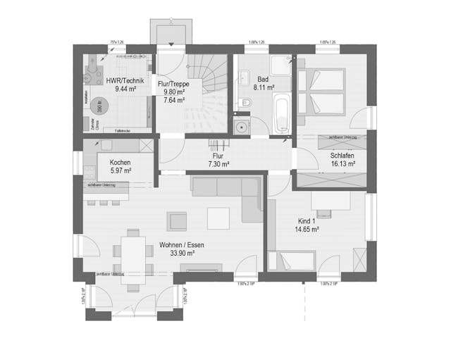 Fertighaus SELA von Haas Fertigbau - Mehrfamilienhäuser Ausbauhaus ab 365555€, Satteldach-Klassiker Grundriss 1 Fertighaus SELA von Haas Fertigbau - Mehrfamilienhäuser Ausbauhaus ab 365555€, Satteldach-Klassiker Grundriss 1