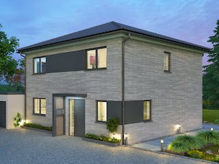 Massivhaus Impuls 139 von HANNOVER HAUS Schlüsselfertig ab 298900€, Stadtvilla Außenansicht 2
