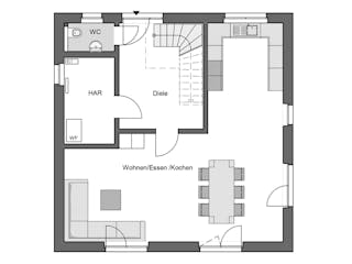 Massivhaus Impuls 139 von HANNOVER HAUS Schlüsselfertig ab 298900€, Stadtvilla Grundriss 1