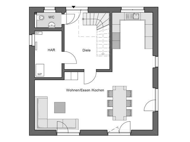 Massivhaus Impuls 139 von HANNOVER HAUS Schlüsselfertig ab 298900€, Stadtvilla Grundriss 1