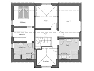 Massivhaus Individual 175 von HANNOVER HAUS Schlüsselfertig ab 413500€, Satteldach-Klassiker Grundriss 2