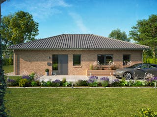 Massivhaus Life 115 von HANNOVER HAUS Schlüsselfertig ab 263500€, Bungalow Außenansicht 2