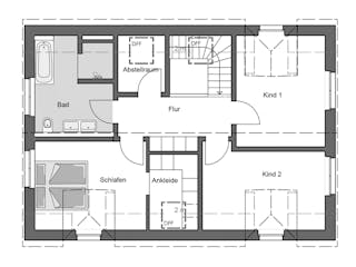 Massivhaus Modern 154 Style von HANNOVER HAUS Schlüsselfertig ab 354500€, Satteldach-Klassiker Grundriss 2