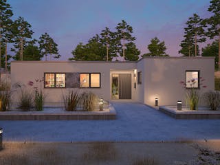 Massivhaus Relax 134 von HANNOVER HAUS Schlüsselfertig ab 321900€, Bungalow Außenansicht 2