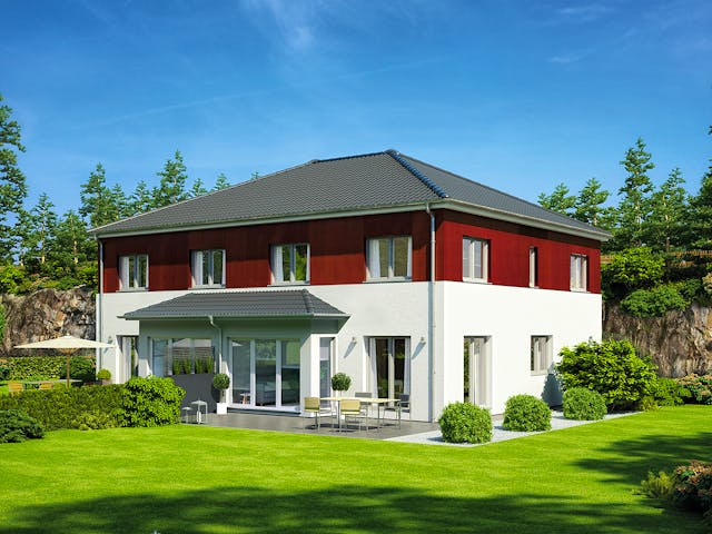 Fertighaus Doppelhaus 139 von Hanse Haus, Stadtvilla Außenansicht 1