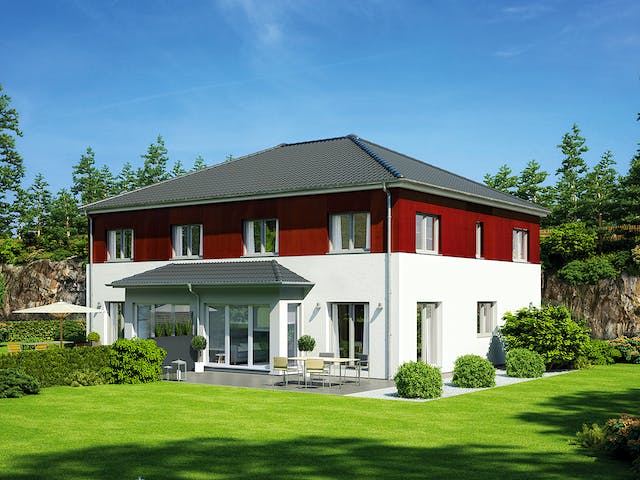 Fertighaus Doppelhaus 139 von Hanse Haus, Stadtvilla Außenansicht 1
