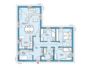 Fertighaus Bungalow 113 von Hanse Haus Schlüsselfertig ab 360809€, Bungalow Grundriss 1