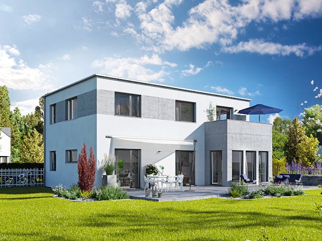 Fertighaus Cubus 148 von Hanse Haus Schlüsselfertig ab 429547€, Cubushaus Außenansicht 1
