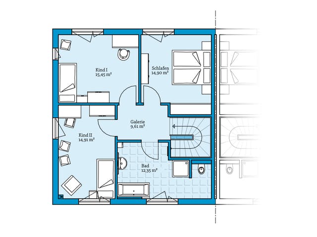 Fertighaus Doppelhaus 135 von Hanse Haus Schlüsselfertig ab 388373€, Cubushaus Grundriss 2