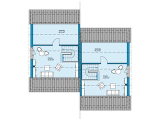 Fertighaus Doppelhaus 164 von Hanse Haus Schlüsselfertig ab 457474€, Satteldach-Klassiker Grundriss 3