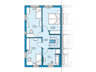 Fertighaus Doppelhaus 176 von Hanse Haus Schlüsselfertig ab 470703€, Satteldach-Klassiker Grundriss 2