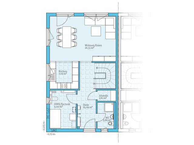 Fertighaus Doppelhaus 25-125 von Hanse Haus Schlüsselfertig ab 367522€, Satteldach-Klassiker Grundriss 1 Fertighaus Doppelhaus 25-125 von Hanse Haus Schlüsselfertig ab 367522€, Satteldach-Klassiker Grundriss 1