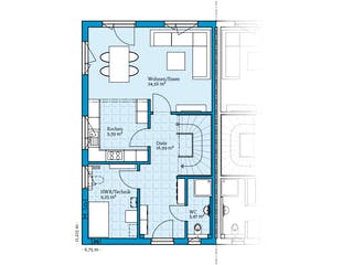 Fertighaus Doppelhaus 35-124 von Hanse Haus, Satteldach-Klassiker Grundriss 1