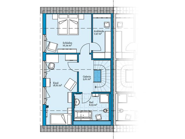 Fertighaus Doppelhaus 35-124 von Hanse Haus, Satteldach-Klassiker Grundriss 2