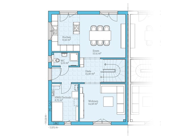 Fertighaus Doppelhaus 45-123 von Hanse Haus Schlüsselfertig ab 375569€, Satteldach-Klassiker Grundriss 1 Fertighaus Doppelhaus 45-123 von Hanse Haus Schlüsselfertig ab 375569€, Satteldach-Klassiker Grundriss 1