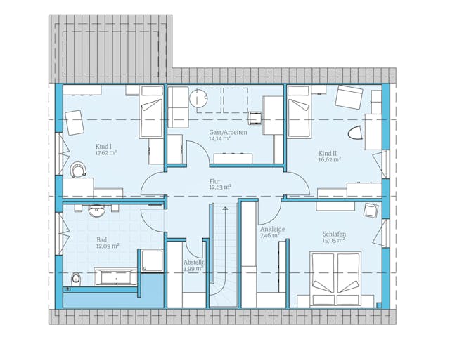 Fertighaus Duo 210 von Hanse Haus Schlüsselfertig ab 535447€, Satteldach-Klassiker Grundriss 2
