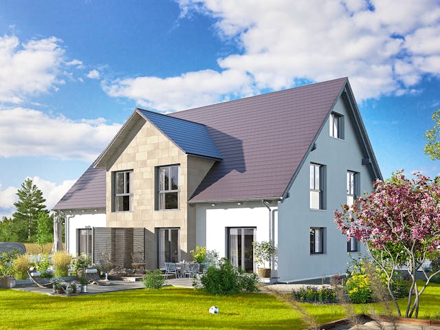 Fertighaus Duo 315 von Hanse Haus Schlüsselfertig ab 800084€, Satteldach-Klassiker Außenansicht 1