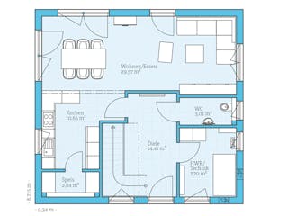 Fertighaus Variant 25-135 von Hanse Haus Schlüsselfertig ab 397332€, Satteldach-Klassiker Grundriss 1