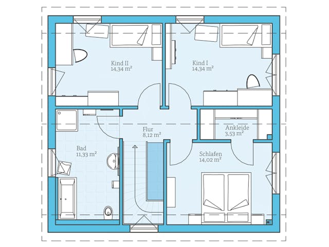 Fertighaus Variant 25-135 von Hanse Haus Schlüsselfertig ab 384377€, Satteldach-Klassiker Grundriss 2