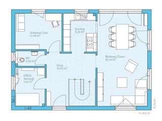 Fertighaus Variant 25-150 von Hanse Haus Schlüsselfertig ab 429005€, Satteldach-Klassiker Grundriss 1