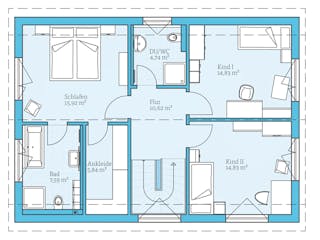 Fertighaus Variant 25-150 von Hanse Haus Schlüsselfertig ab 429005€, Satteldach-Klassiker Grundriss 2