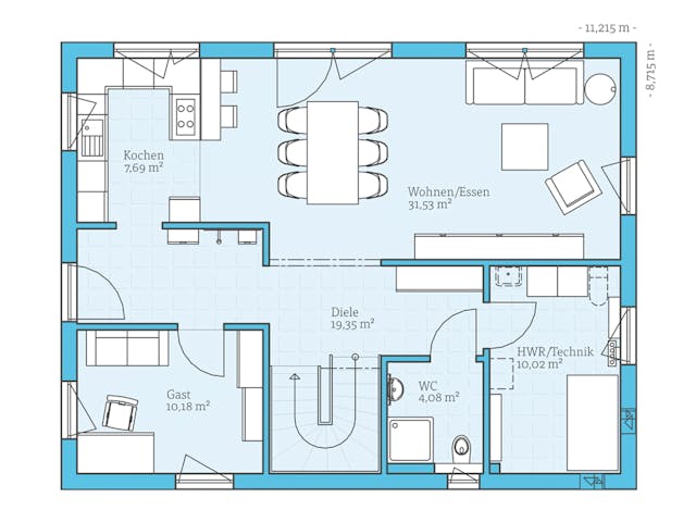 Fertighaus Variant 25-165 von Hanse Haus, Satteldach-Klassiker Grundriss 1