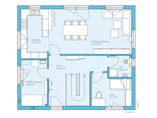 Fertighaus Variant 25-166 von Hanse Haus Schlüsselfertig ab 438339€, Satteldach-Klassiker Grundriss 1