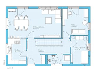 Fertighaus Variant 25-183 von Hanse Haus Schlüsselfertig ab 453022€, Satteldach-Klassiker Grundriss 1