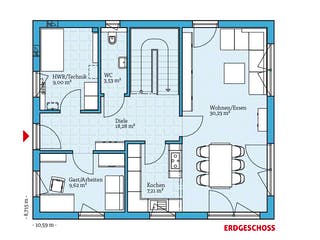 Fertighaus Variant 35-152 von Hanse Haus Schlüsselfertig ab 397471€, Satteldach-Klassiker Grundriss 1