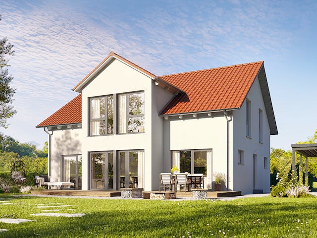 Fertighaus Variant 35-184 von Hanse Haus Schlüsselfertig ab 445067€, Satteldach-Klassiker Außenansicht 1