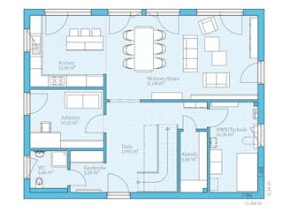Fertighaus Variant 35-184 von Hanse Haus Schlüsselfertig ab 461339€, Satteldach-Klassiker Grundriss 1