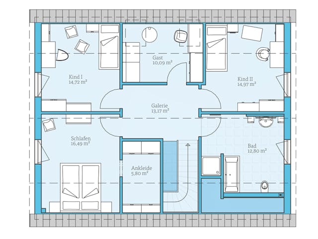 Fertighaus Variant 35-184 von Hanse Haus Schlüsselfertig ab 445067€, Satteldach-Klassiker Grundriss 2