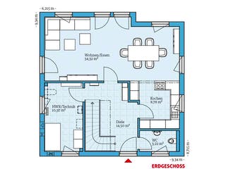 Fertighaus Variant 45-130 von Hanse Haus, Satteldach-Klassiker Grundriss 1