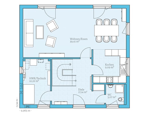 Fertighaus Villa 156 von Hanse Haus, Stadtvilla Grundriss 1