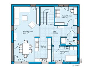 Fertighaus Villa 166 von Hanse Haus Schlüsselfertig ab 445839€, Stadtvilla Grundriss 1