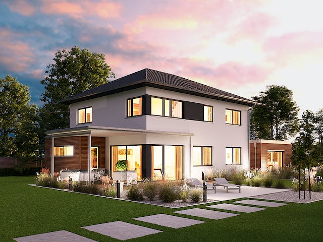 Fertighaus Villa 178 von Hanse Haus Schlüsselfertig ab 482355€, Stadtvilla Außenansicht 1