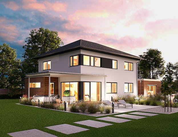 Fertighaus-Stadtvilla in Holztafelbauweise: Musterhaus von Hanse Haus