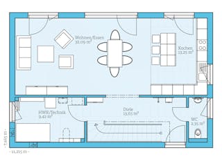 Fertighaus Vita 138 von Hanse Haus Schlüsselfertig ab 396122€, Pultdachhaus Grundriss 1