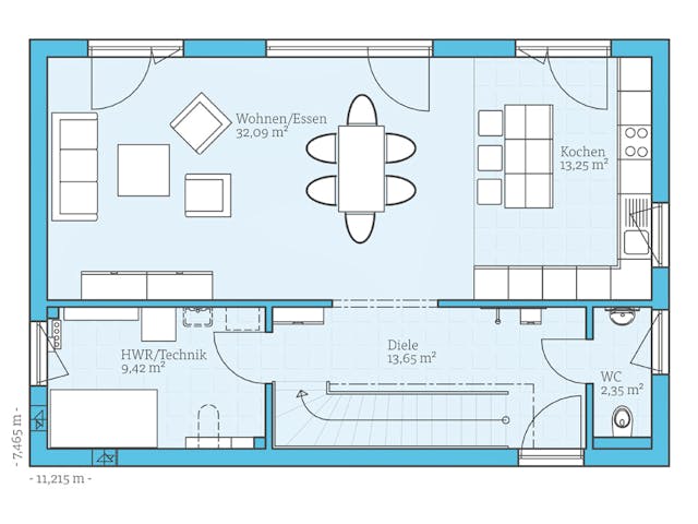 Fertighaus Vita 138 von Hanse Haus Schlüsselfertig ab 409647€, Pultdachhaus Grundriss 1