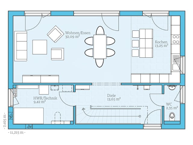 Fertighaus Vita 138 von Hanse Haus Schlüsselfertig ab 396122€, Pultdachhaus Grundriss 1