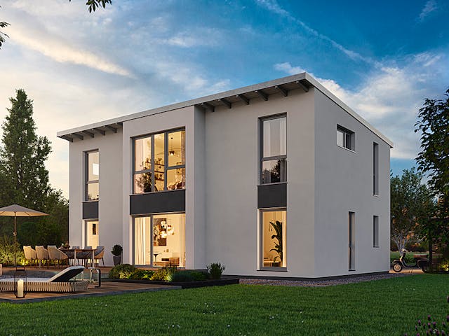 Fertighaus Vita 156 von Hanse Haus, Pultdachhaus Außenansicht 1